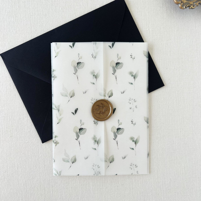 Greenery Vellum Jackets for Wedding Invitations | set of 10