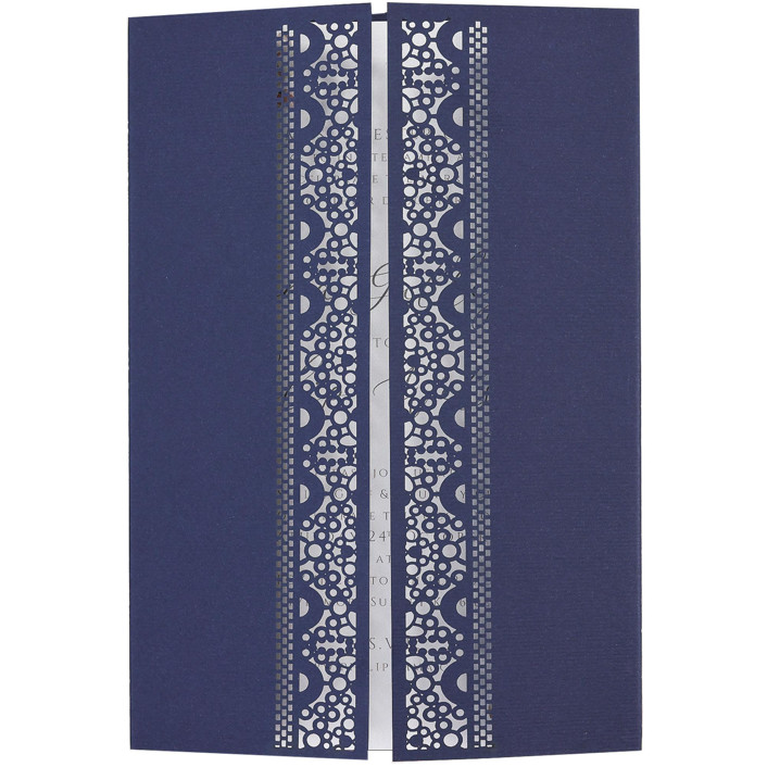 Elegant Navy Blue Laser Cut Invitation Cover for 5x7 Card | Set of 10 | Envelopes Included