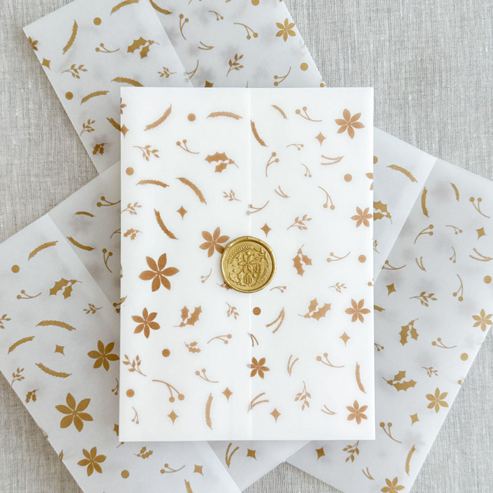 Faux gold Christmas vellum wraps | Set of 10