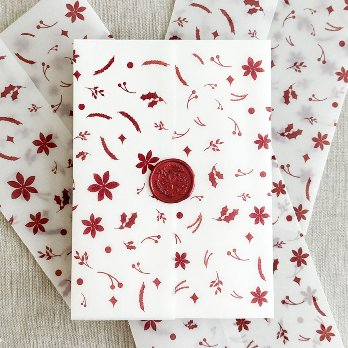 Red Christmas vellum wrap | Set of 10