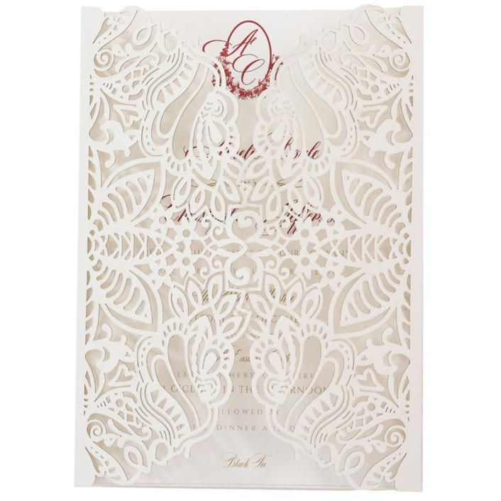 Ivory Laser Cut Lace Jackets for 5x7 Card Set of 10 Envelopes