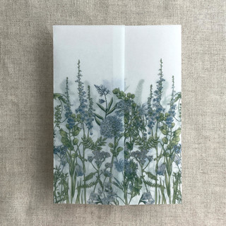 This is a blue vellum wedding invitations by Ivory Invitations called blue bell blossom floral printed vellum wrap for 5x7 card | pack of 10 in standard