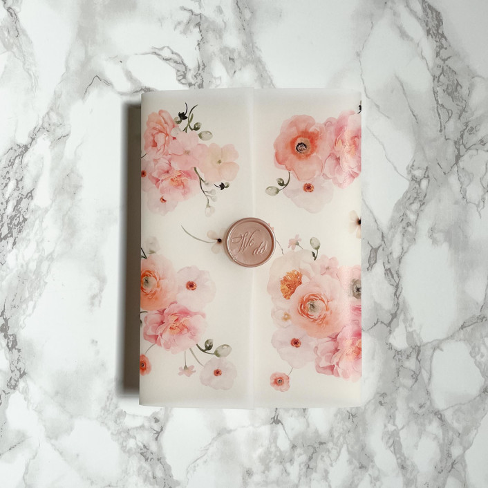 Blush and Peach Floral Vellum Jackets (10 pack)