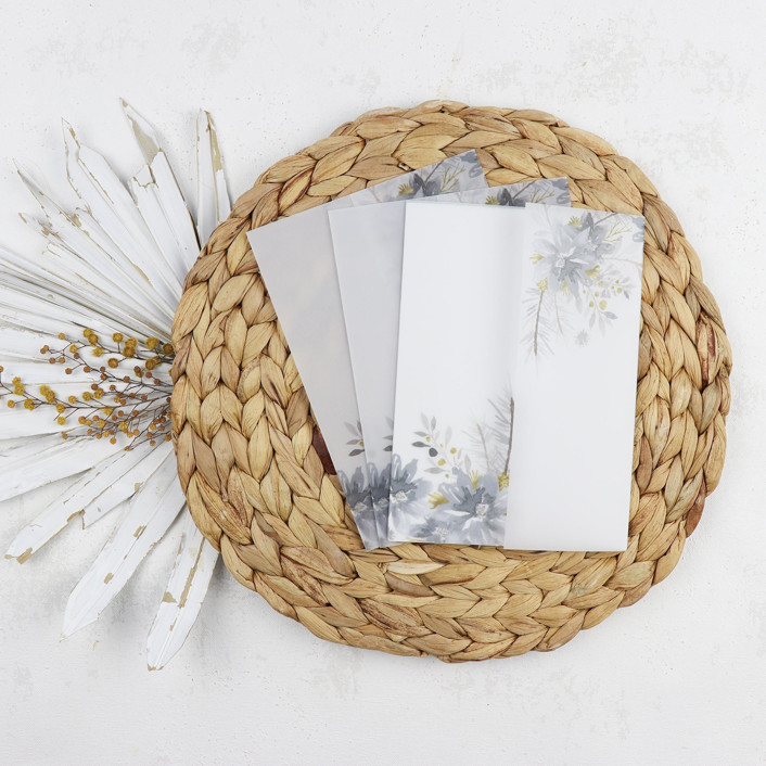 Dusty Blue Winter Vellum Wraps | Size 5x7 | Set of 25