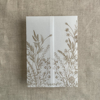 MIN-71K-MIJ - Hazelnut English botanical garden floral printed vellum wrap for 5x7 card | pack of 10