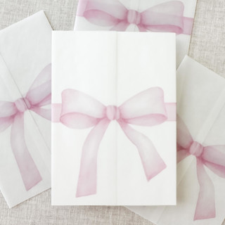 This is a pink vellum wedding invitations by Maria Ferrer G. called pink bow watercolor vellum jacket | set of 10 in standard