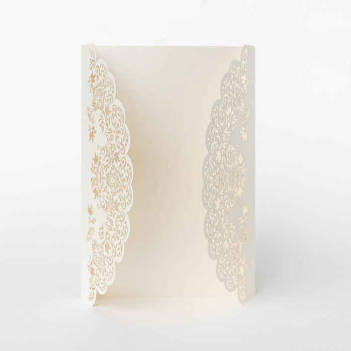 Cream Lace Laser Cut Jacket, Set of 10 Invitation Jackets and Overlays
