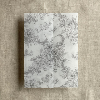 This is a gray vellum wedding invitations by Ivory Invitations called slate gray poppy floral toile printed vellum wrap for 5x7 card | pack of 10 in standard