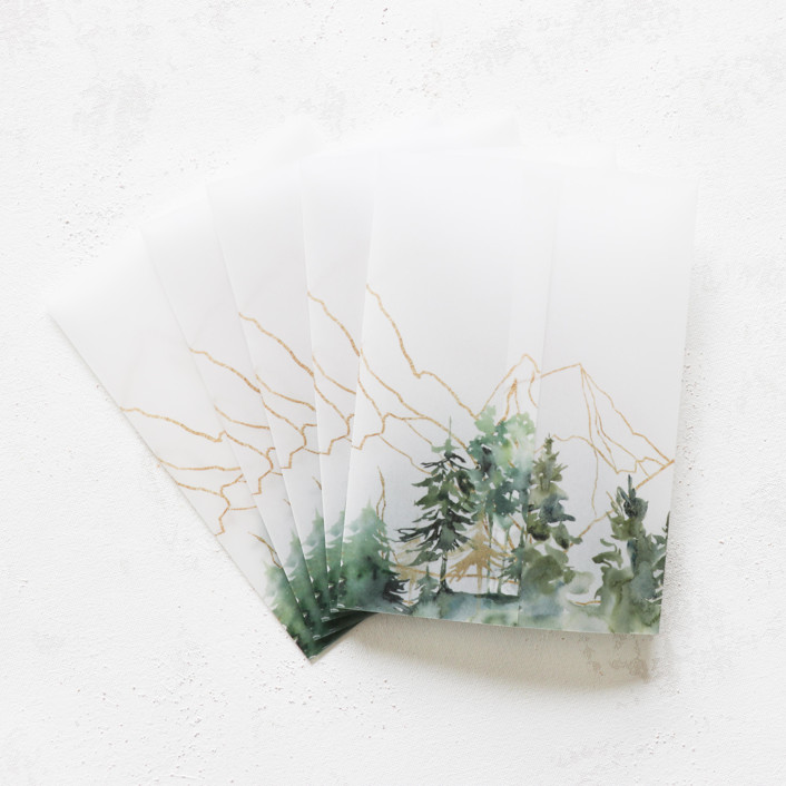 Green and Gold Mountain Vellum Jackets | 5x7 | Set of 25