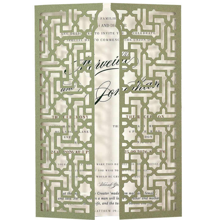 Custom Laser Cut Cover for 5x7 Invitation | Set of 10 | Envelopes Included