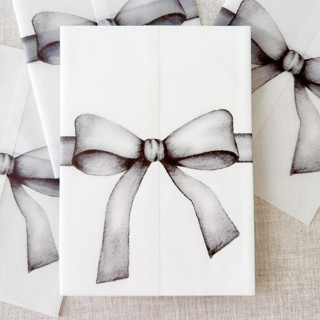This is a black vellum wedding invitations by Maria Ferrer G. called black bow watercolor vellum jacket | set of 10 in standard