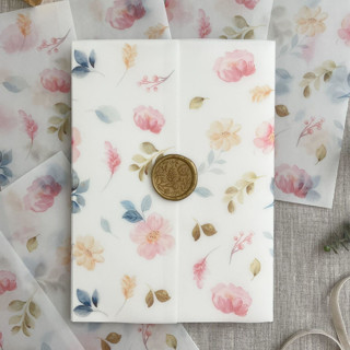 This is a multicolorassorted-colors vellum wedding invitations by Maria Ferrer G. called colorful watercolor florals vellum wrap for invitations | set of 10 in standard