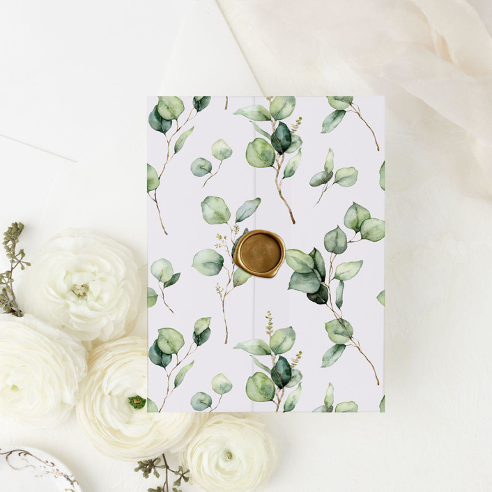 Eucalyptus Greenery Rustic Vellum Wrap for Wedding Invitations | Set of 10 Vellum Jackets