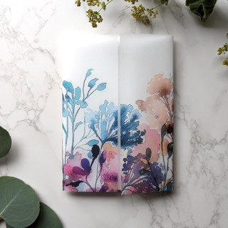 This is a white vellum wedding invitations by Campofiore Paper Studio called garden watercolor vellum wrap | set of 10 in standard