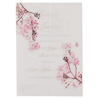 This is a white vellum wedding invitations by Self Stationery called cherry blossom vellum jacket, set of 10 in standard