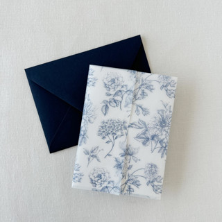 This is a blue vellum wedding invitations by Eva Friesen called french blue toile vellum jacket for wedding invitations & cards (set of 10) in standard