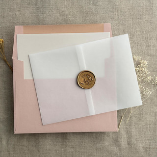 This is a white vellum wedding invitations by Ivory Invitations called blank white translucent vellum wrap vellum jacket for 7x5 horizontal card | pack of 10 in standard