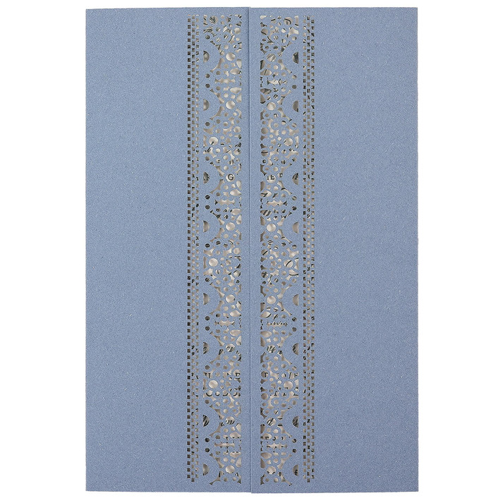 Elegant Dusty Blue Laser Cut Invitation Cover for 5x7 Card | Set of 10 | Envelopes Included