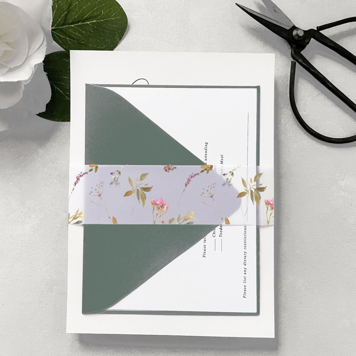 Wildflower Dreams Pack of 25 Floral Vellum Wraps Invitation Jackets