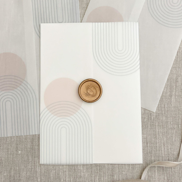 Modern rainbow vellum wrap for 5x7 invitations | Set of 10