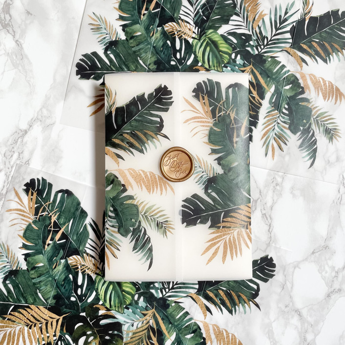 Tropical Faux Gold Foil Greenery Vellum Wraps (10 pack)