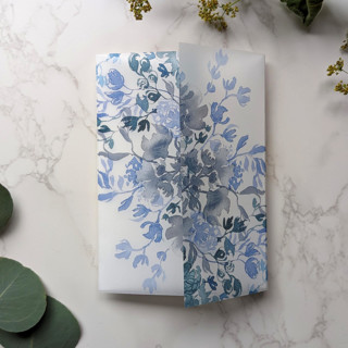 This is a white vellum wedding invitations by Campofiore Paper Studio called leafy watercolor vellum wrap | set of 10 in standard