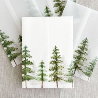 This is a multicolorassorted-colors vellum wedding invitations by Maria Ferrer G. called pine forest vellum wraps for 5x7 invitations | set of 10 in standard