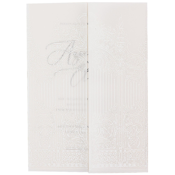 Baroque Gate Garden Design Wedding Vellum Jacket, intage Arched Gate Wedding Wrap, Custom Color, White Print, Set of 10