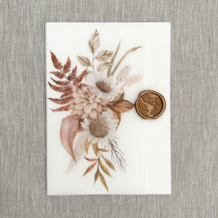 Fall florals vellum wrap for A7 (5"x7") invitations | Set of 10