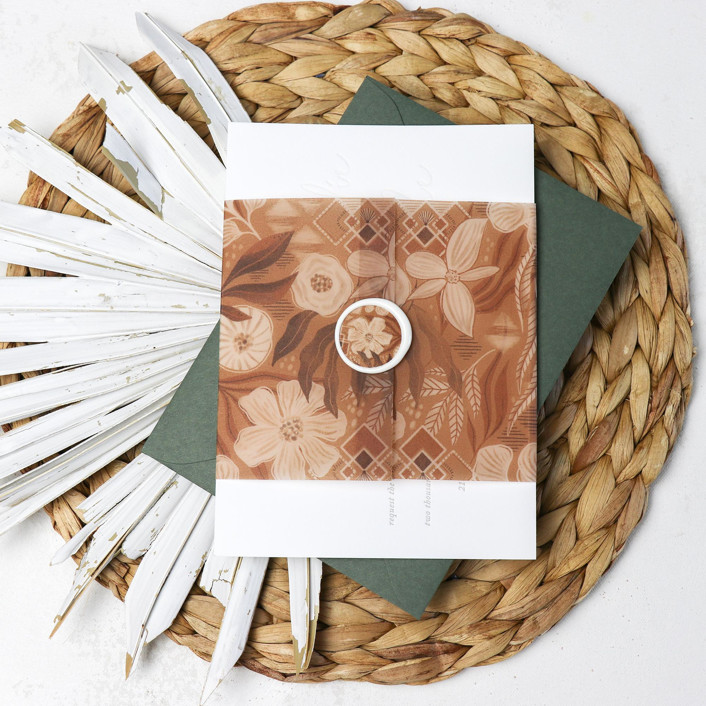 Beige Vintage Tropical Half Vellum Jackets | Set of 25