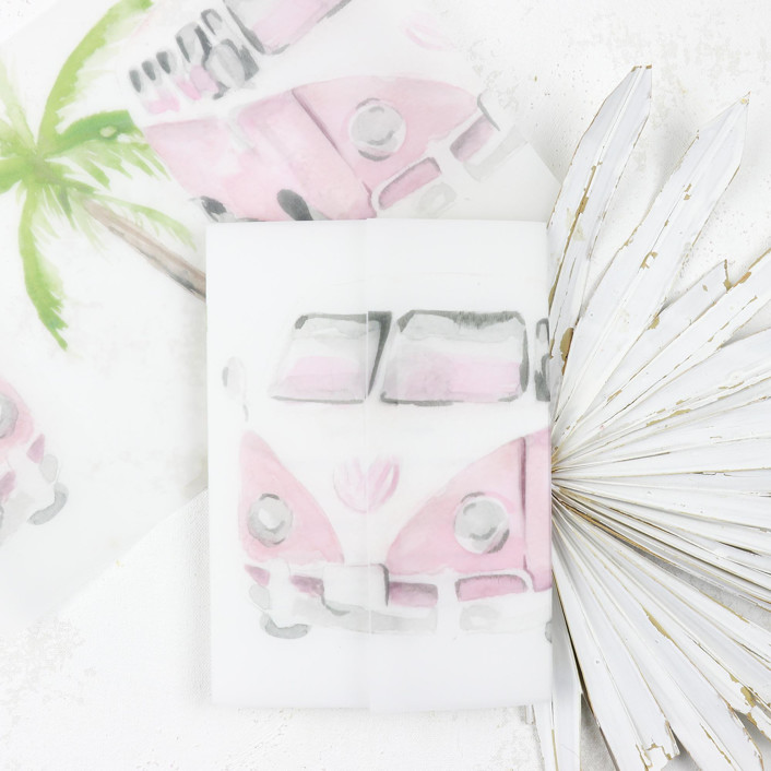 Pink VW Bus Vellum Jackets | Size 5x7 | Set of 50