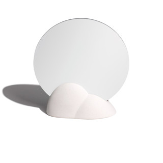 This is a white accent pieces by Cameron Denucce called cloud mirror in standard