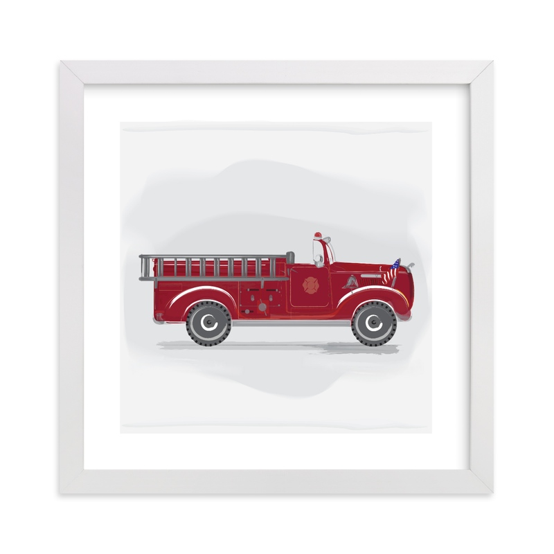 Fire Truck Grey 1 Wall Art Prints By Rebecca Marchese Minted