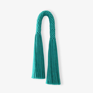 This is a green sculpture art by Bharti Trivedi called woven arch tassel in standard