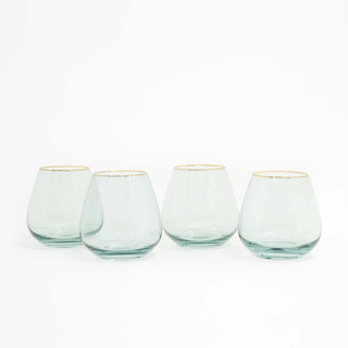 This is a green tableware by borrowed BLU called set of 4 - siren stemware // short stemless in sage in standard