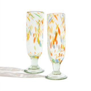 This is a multicolor tableware by Global Goods Partners called confetti champagne glass in standard