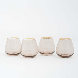 This is a brown tableware by borrowed BLU called set of 4 - siren stemware // short stemless in fawn in standard