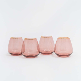 This is a red tableware by borrowed BLU called set of 4 - siren stemware // short stemless in pinot in standard