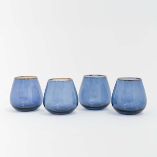 This is a blue tableware by borrowed BLU called set of 4 - siren stemware // short stemless in atlantic blue in standard