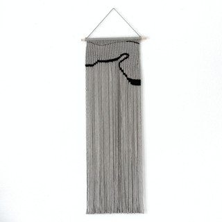 This is a gray original textiles by Bharti Trivedi called tall macrame wall hanging - crescent bay in standard