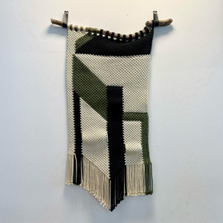 This is a multicolor original textiles by Kelly Renee Arte called abstract macrame #004 in standard