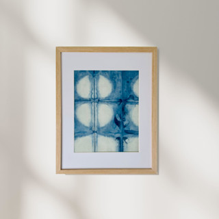 This is a blue original textiles by Hilary L Hahn called indigo echoes in standard