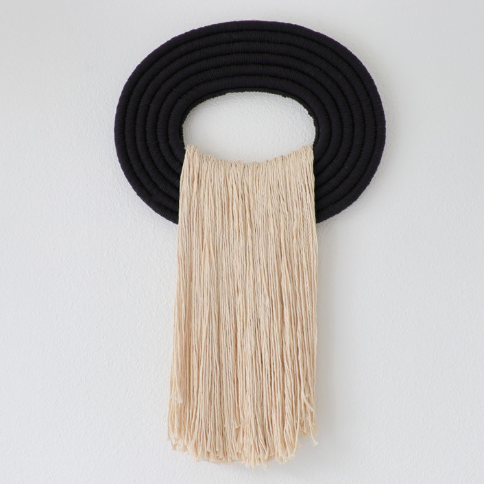 Medium Fiber Art Wall Hanging - Black Crest