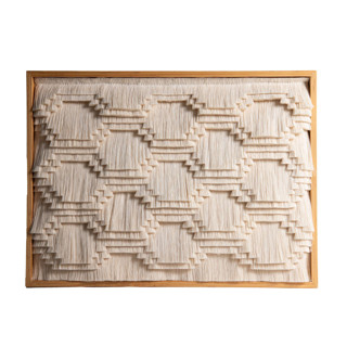 This is a beige original textiles by Powered By People called mictlan: handcrafted art piece inspired by mixtec and zapotec cultures in standard