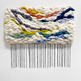 This is a multicolor original textiles by Meghan Shimek called companionship in standard