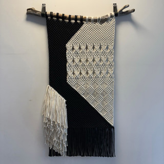 This is a multicolor original textiles by Kelly Renee Arte called abstract macrame #007 in standard