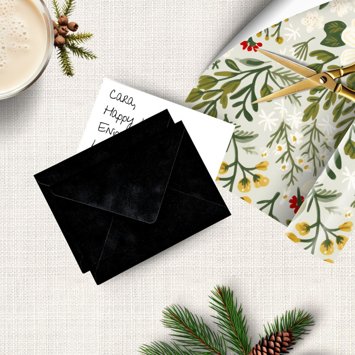 MIN-NW7-MNV - Mini Black Velvet Envelopes with Blank Note Cards for Gifts (set of 10)