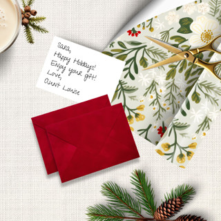 This is a red wedding envelopes by Caroline Russo called red velvet mini envelopes with note cards for gifts (set of 10) in standard