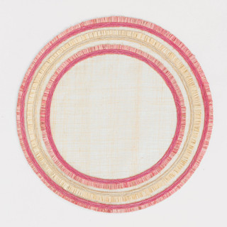 This is a pink tableware by Joanna Buchanan called ruffle edge straw placemat, pink, set of four in standard