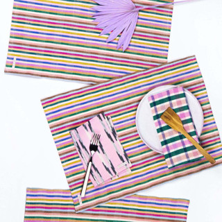 This is a multicolorassorted-colors tableware by Archive New York called valentina rainbow striped handwoven cotton placemats, set of 4 in standard
